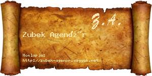 Zubek Agenór névjegykártya